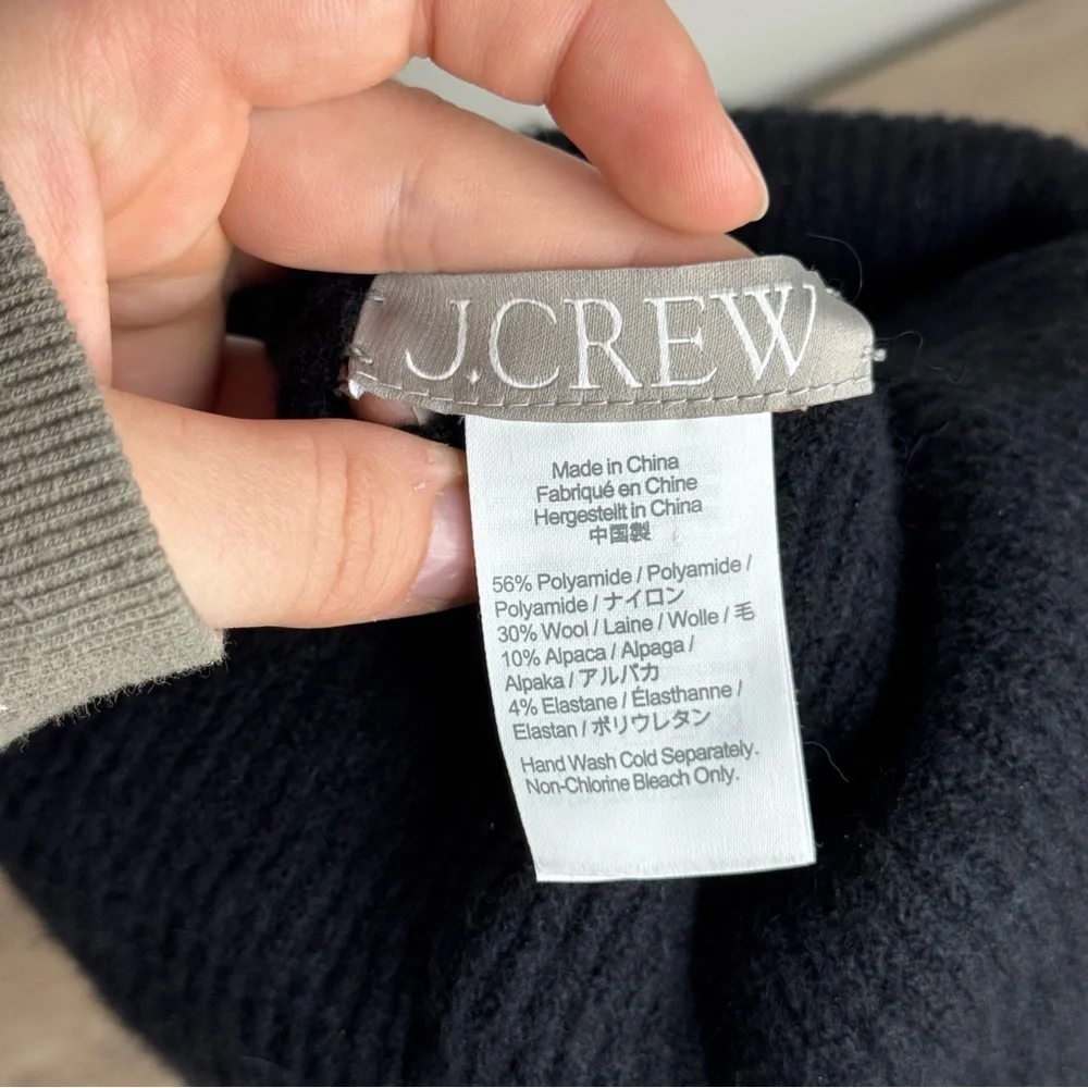 J. Crew Ribbed Beanie in Supersoft Yarn Black Hat Alpaca Wool